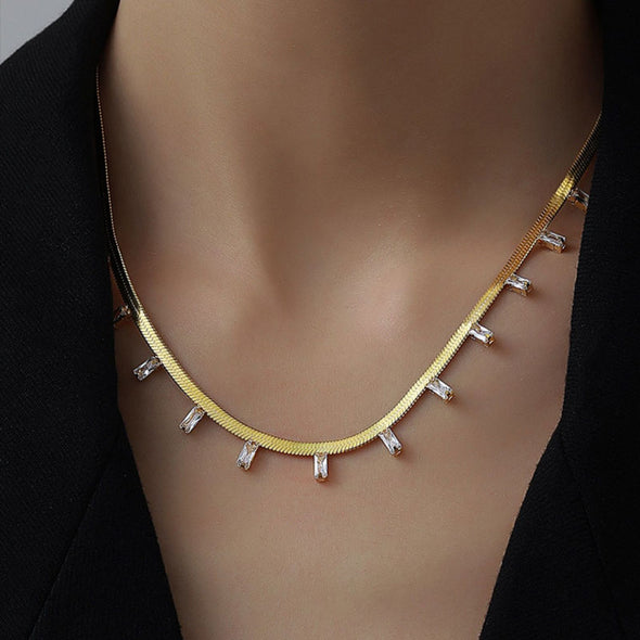 Unique Design Golden Tone Snake Bone Necklace