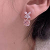 Elegant Round Cut Pink Gemstone Stud Earrings In Sterling Silver