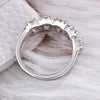 Dainty Halo Round Cut Five Stone Sterling Silver Wedding Band