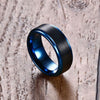 Simple Tungsten Two Tone Black & Blue Men's Ring