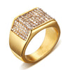 Titanium Round Cut Men's Ring In Golden Tone