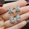 Exquisite Halo Sterling Silver Pear Cut Drop Earrings & Pendant Necklace Set