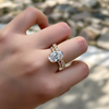 Golden Tone Oval Cut Sterling Silver Bridal Set with Exquisite Marquise & Round Cut Band